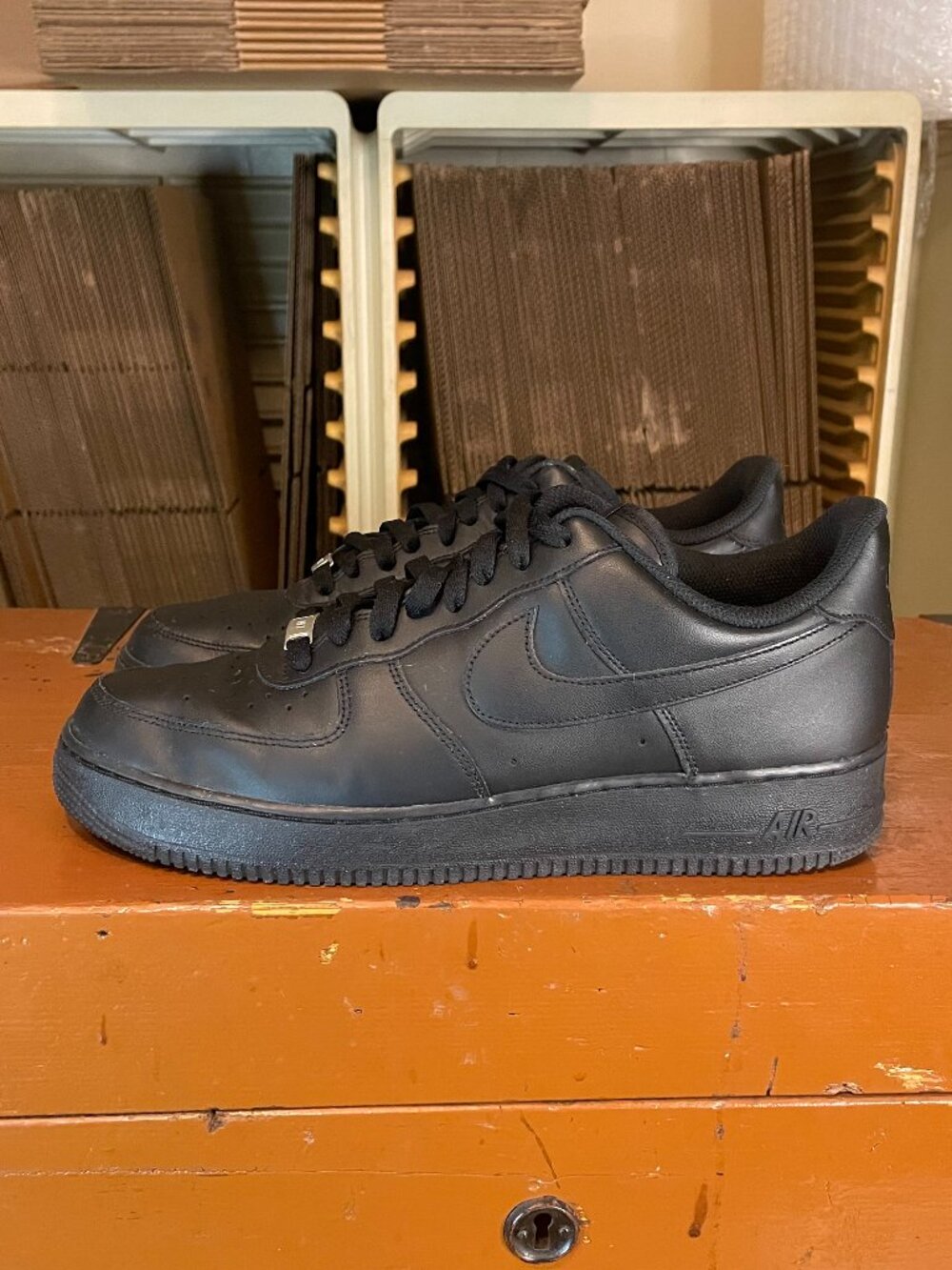 NIKE Men's Size 12 Air Force 1 Low'07 Triple Black Black Sports Shoes CW2288-001